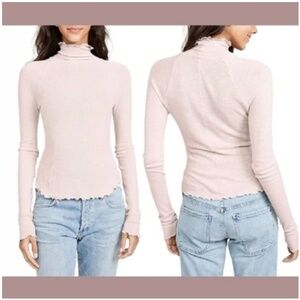 NWT Free People [ XS ]‎ Skyline Thermal Long Sleeves Turtleneck Top Ballet